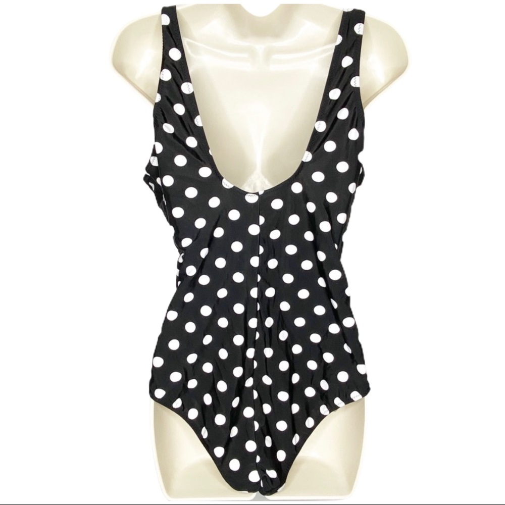Black & White Polka Dot Full Swimsuit Plus 18 - Picture 4 of 4